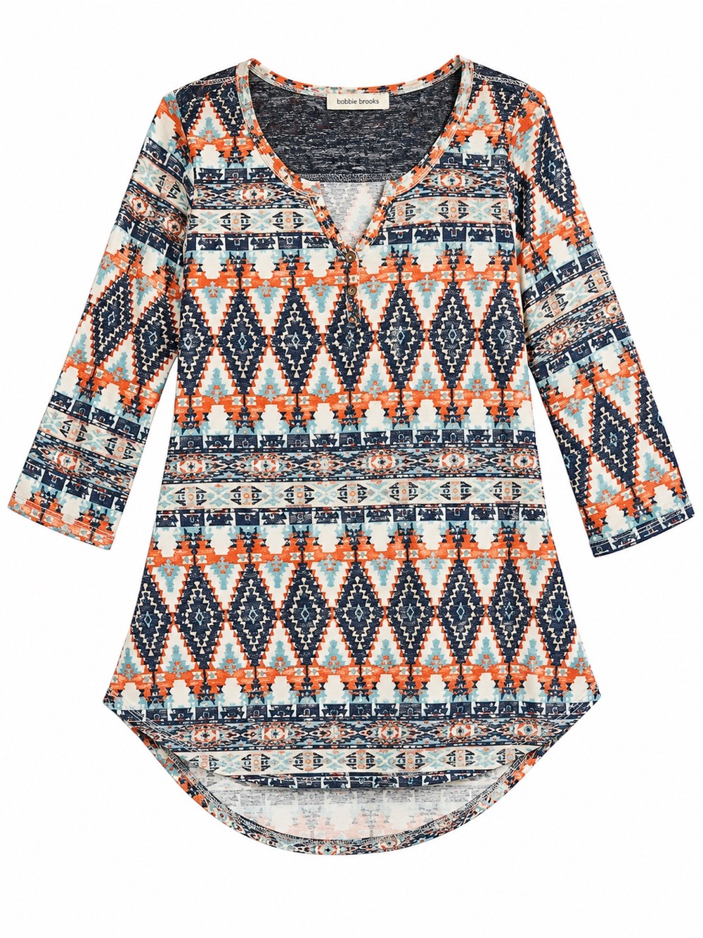 NWOT Bobbie Brooks tribal print 3/4 sleeve top